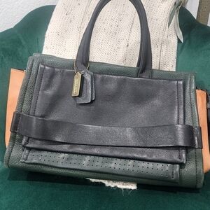 Coach Bleecker Mixed Media Leather Pinnacle Carryall Bag